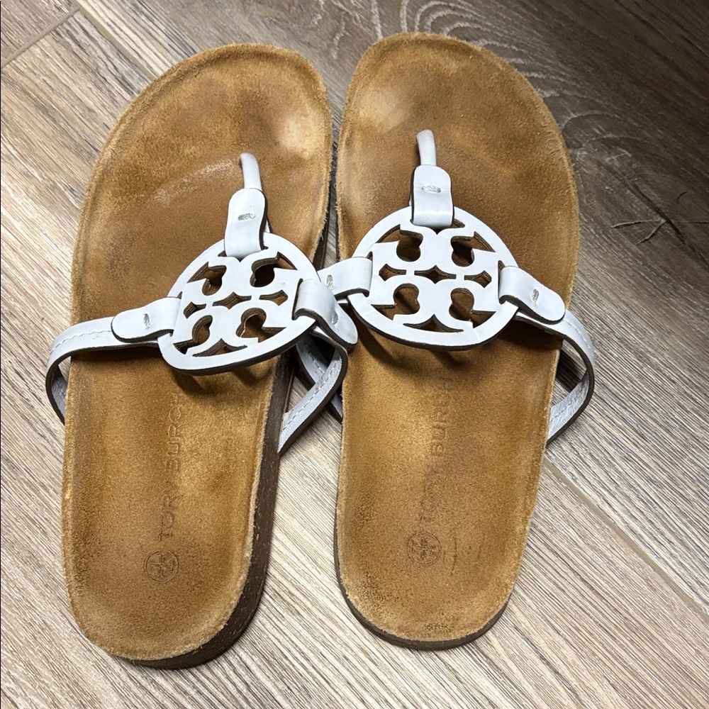 Tory Burch blue and Tan Sandals